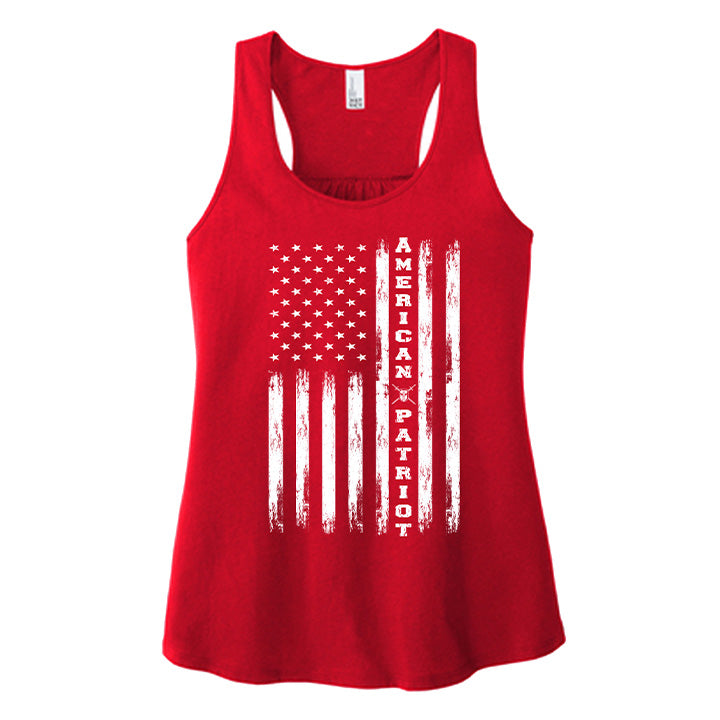 Ladies American Flag Red Tank Top