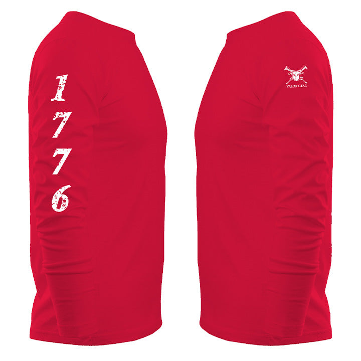 1776 Betsy Ross Flag Long Sleeve Dry Fit Red Shirt