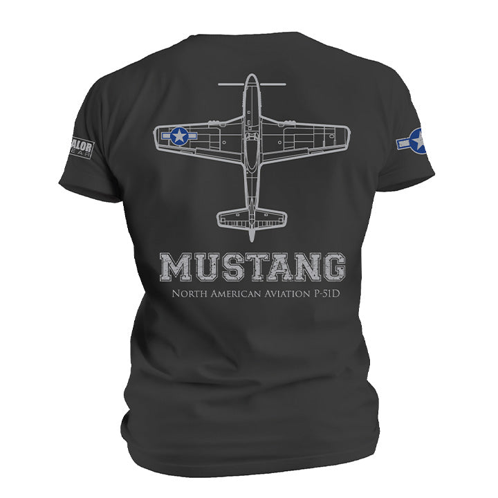 P-51D Mustang T-shirt Charcoal back