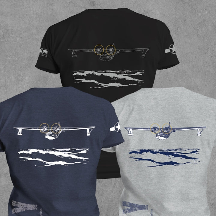 PBY Catalina Black Cat WWII South Pacific Anti-Submarine Warbird Military Graphic T-Shirt 