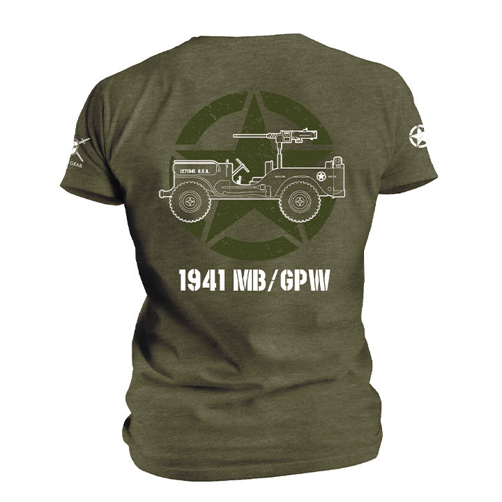 レディースファッション Jeep Willys 1941 Premium T-Shirt Jeep Willys WWII 1941 - 1945 T-Shirt - Long Sleeves - Side