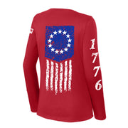 Ladies Betsy Ross 1776 Flag Long Sleeve Dry Fit V Neck