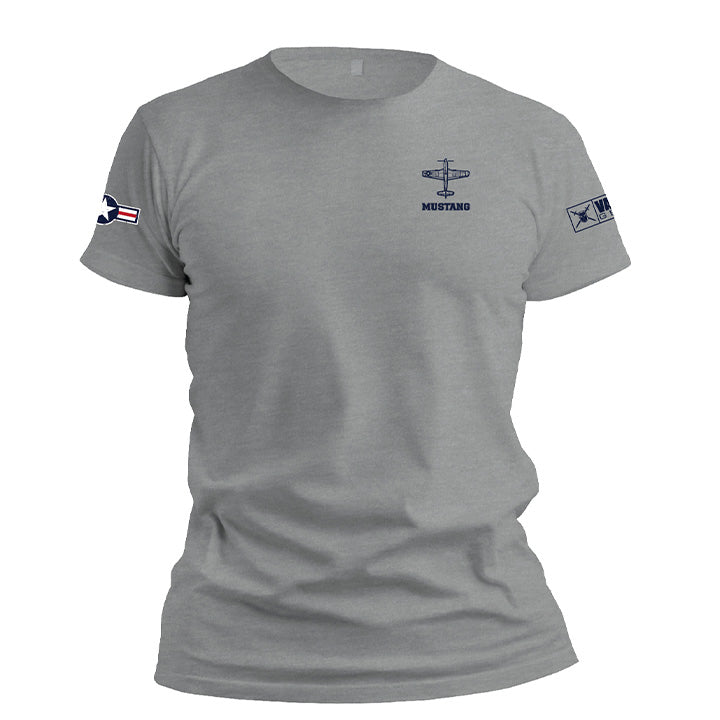 P-51D Mustang T-shirt gray front