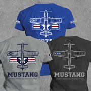 P-51D Mustang Bubble Canopy WWII Warbird Military Graphic T-Shirt – Gray