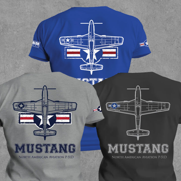 P-51D Mustang Bubble Canopy WWII Warbird Military Graphic T-Shirt – Gray