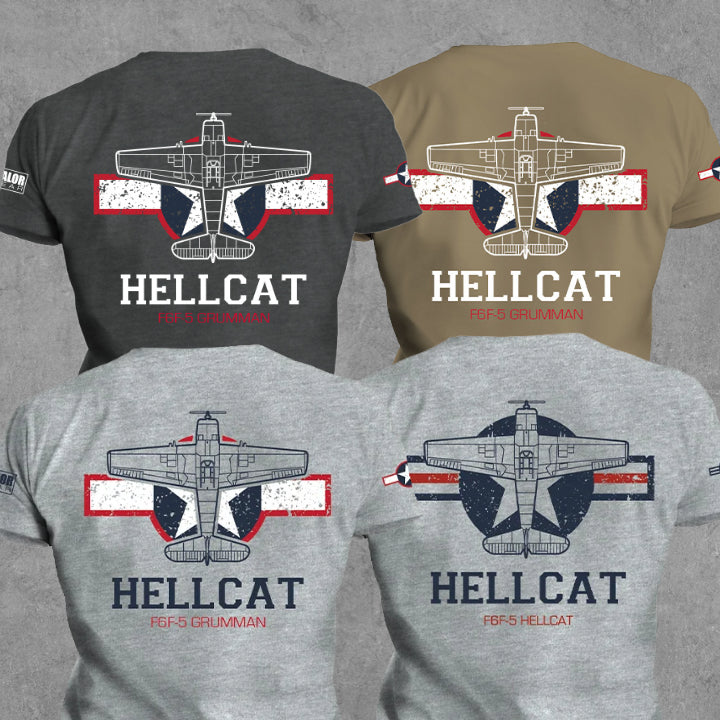 F6F-5 Hellcat graphic t-shirt in Coyote Brown, Gray, Gray Original and Charcoal by Valor Gear