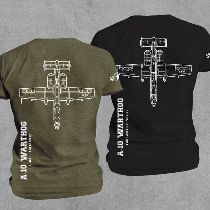 A-10 Warthog Fairchild Republic Thunderbolt II Graphic T-Shirt – Black and Green