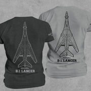 B-1 Lancer Bomber Blueprint Graphic T-Shirt
