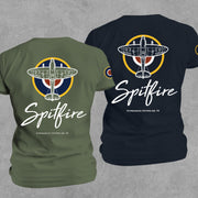 Supermarine Spitfire WWII RAF Fighter Warbird Military Graphic T-Shirt – Green and Navy