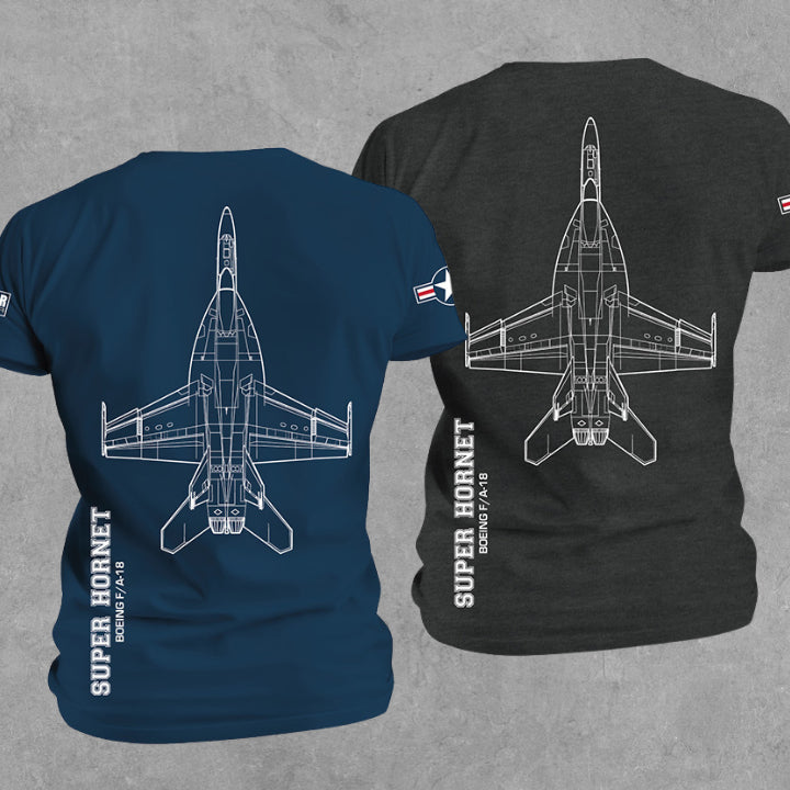 Boeing F/A-18 Super Hornet graphic t-shirt in Navy and Charcoal by Valor Gear