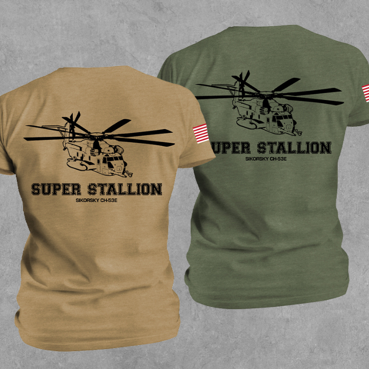 "CH-53 Super Stallion T-shirt in Coyote Brown and Olive Green – Valor Gear aviation apparel"