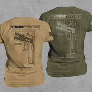 1911 Springfield John Browning .45 Cal Iconic Military Pistol Graphic T-Shirt 