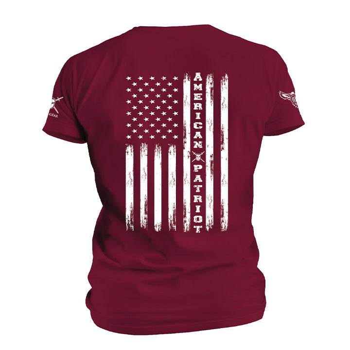 American Flag T-shirt Dark Red